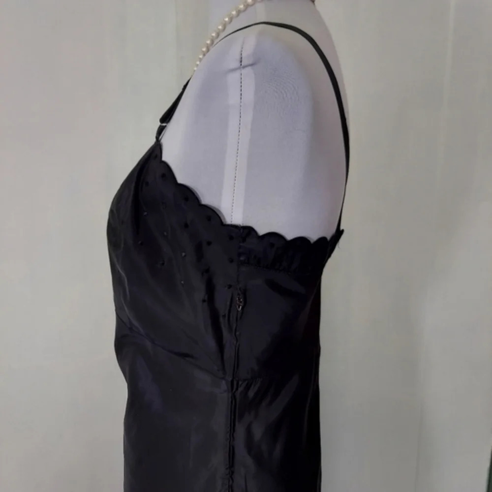Vintage Black Barbizon Candie Tafredda Scalloped Edges Sexy Unique‎ Slip Dress - Picture 8 of 16